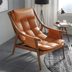 Fauteuil d'appoint contemporain en cuir avec structure en bois