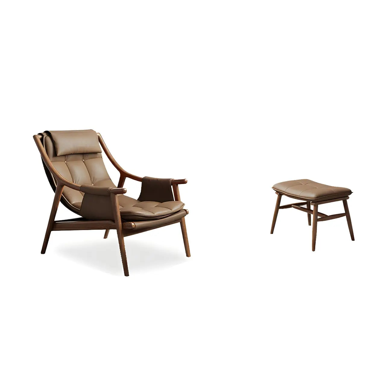 Fauteuil d'appoint contemporain en cuir avec structure en bois
