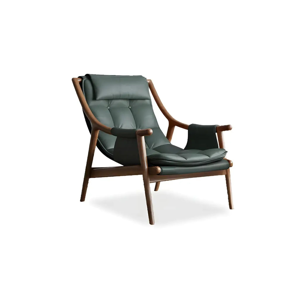 Fauteuil d'appoint contemporain en cuir avec structure en bois