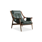 Fauteuil d'appoint contemporain en cuir avec structure en bois