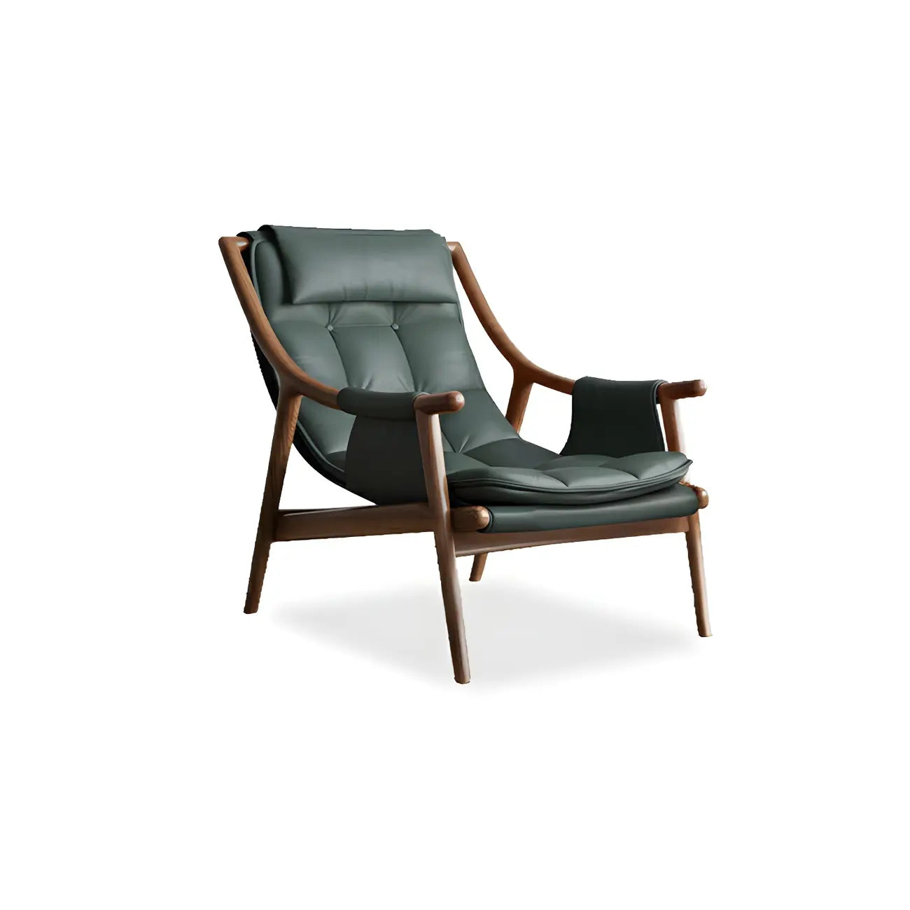 Fauteuil d'appoint contemporain en cuir avec structure en bois