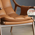 Fauteuil d'appoint contemporain en cuir avec structure en bois