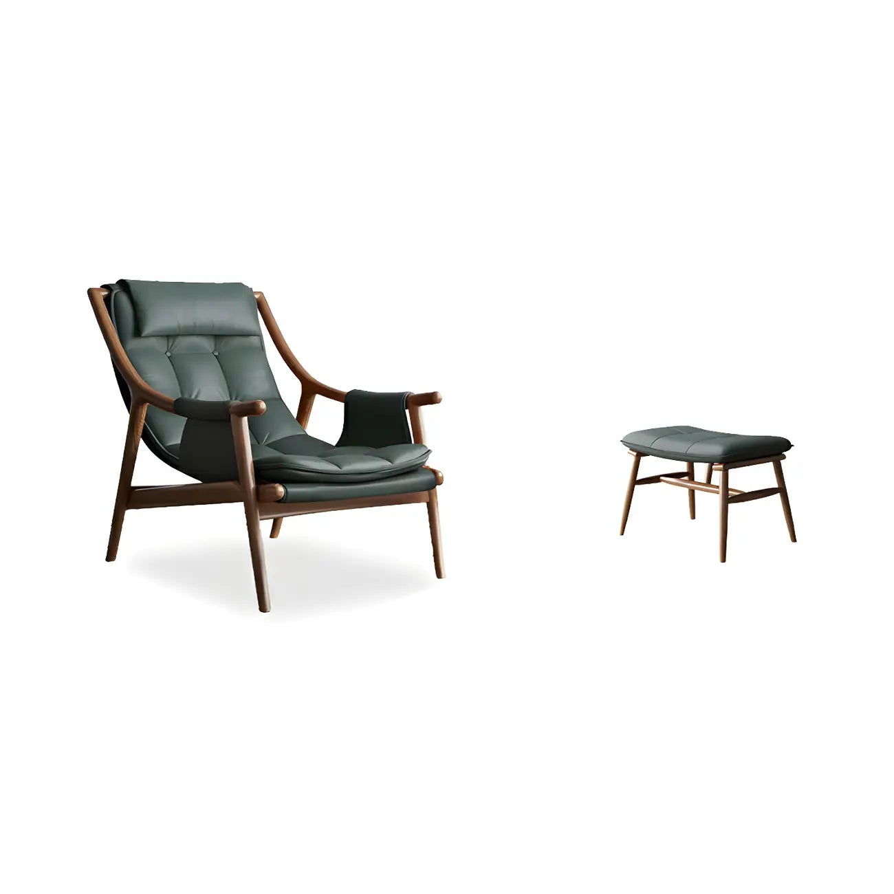 Fauteuil d'appoint contemporain en cuir avec structure en bois