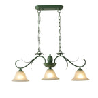 Suspension florale à 3 lumières en verre vert pour îlot de cuisine