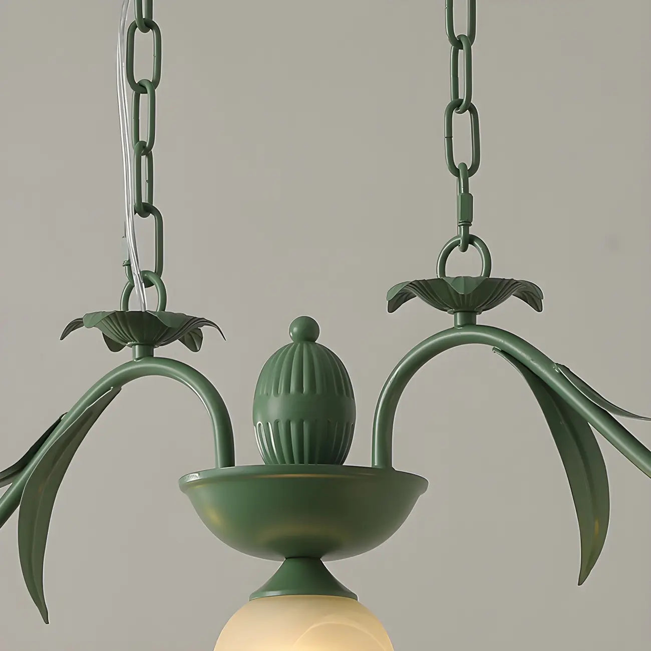 Suspension florale à 3 lumières en verre vert pour îlot de cuisine