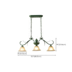 Suspension florale à 3 lumières en verre vert pour îlot de cuisine