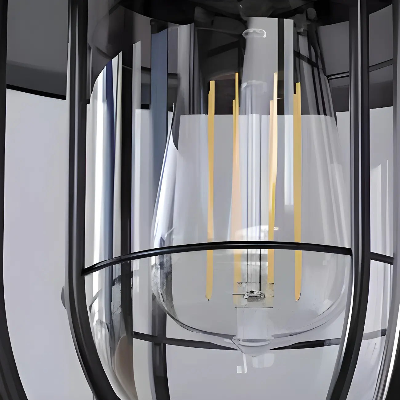 Lanterne industrielle en métal noir, applique murale extérieure en verre et LED à LED