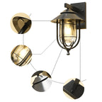 Lanterne industrielle en métal noir, applique murale extérieure en verre et LED à LED