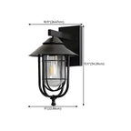 Lanterne industrielle en métal noir, applique murale extérieure en verre et LED à LED