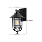 Lanterne industrielle en métal noir, applique murale extérieure en verre et LED à LED