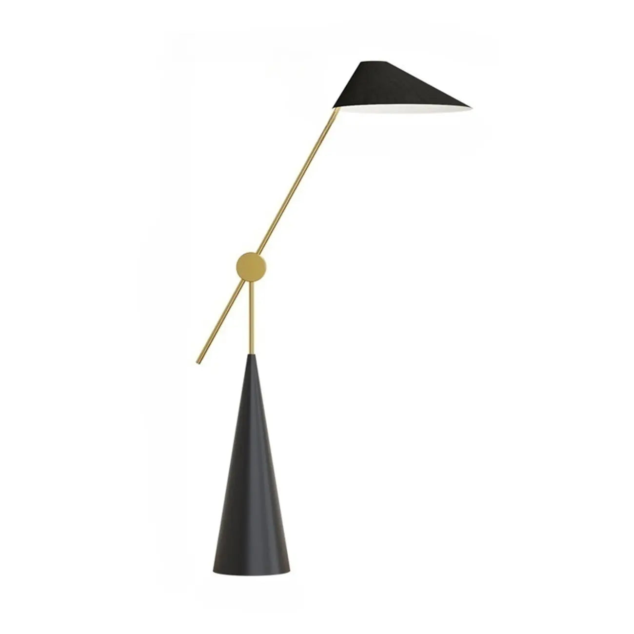 Lampadaire moderne noir avec abat-jour triangulaire et pied en métal