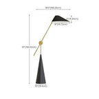 Lampadaire moderne noir avec abat-jour triangulaire et pied en métal