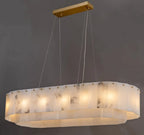 Lustre long en albâtre et laiton, style long marbre, îlot central