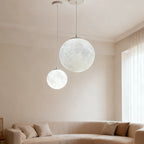 Suspension lumineuse 3D en forme de lune à intensité variable pour une décoration de chevet moderne