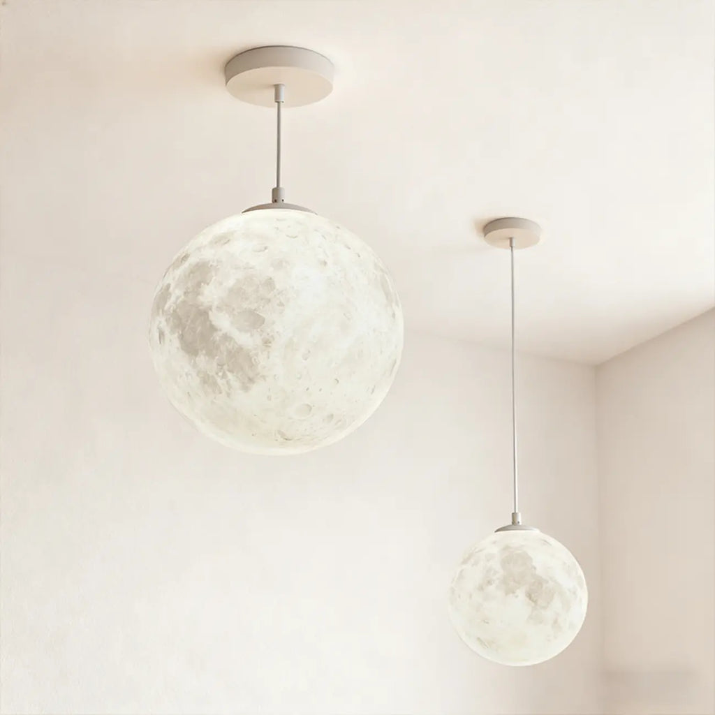Suspension lumineuse 3D en forme de lune à intensité variable pour une décoration de chevet moderne