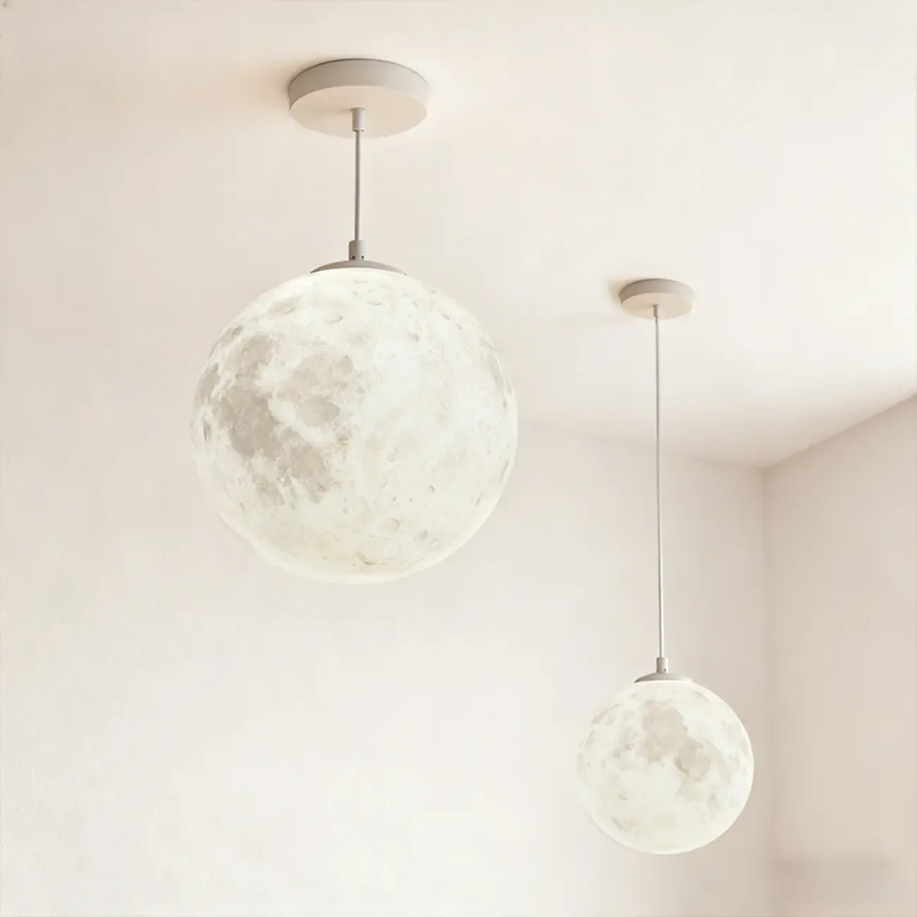 Suspension lumineuse 3D en forme de lune à intensité variable pour une décoration de chevet moderne