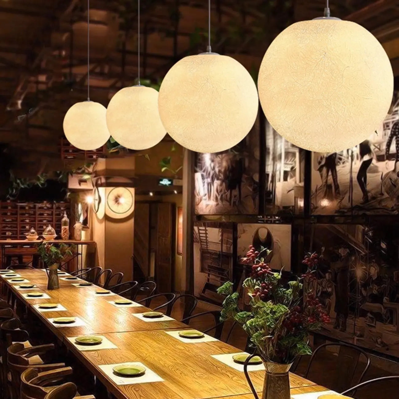 Suspension lumineuse 3D en forme de lune à intensité variable pour une décoration de chevet moderne