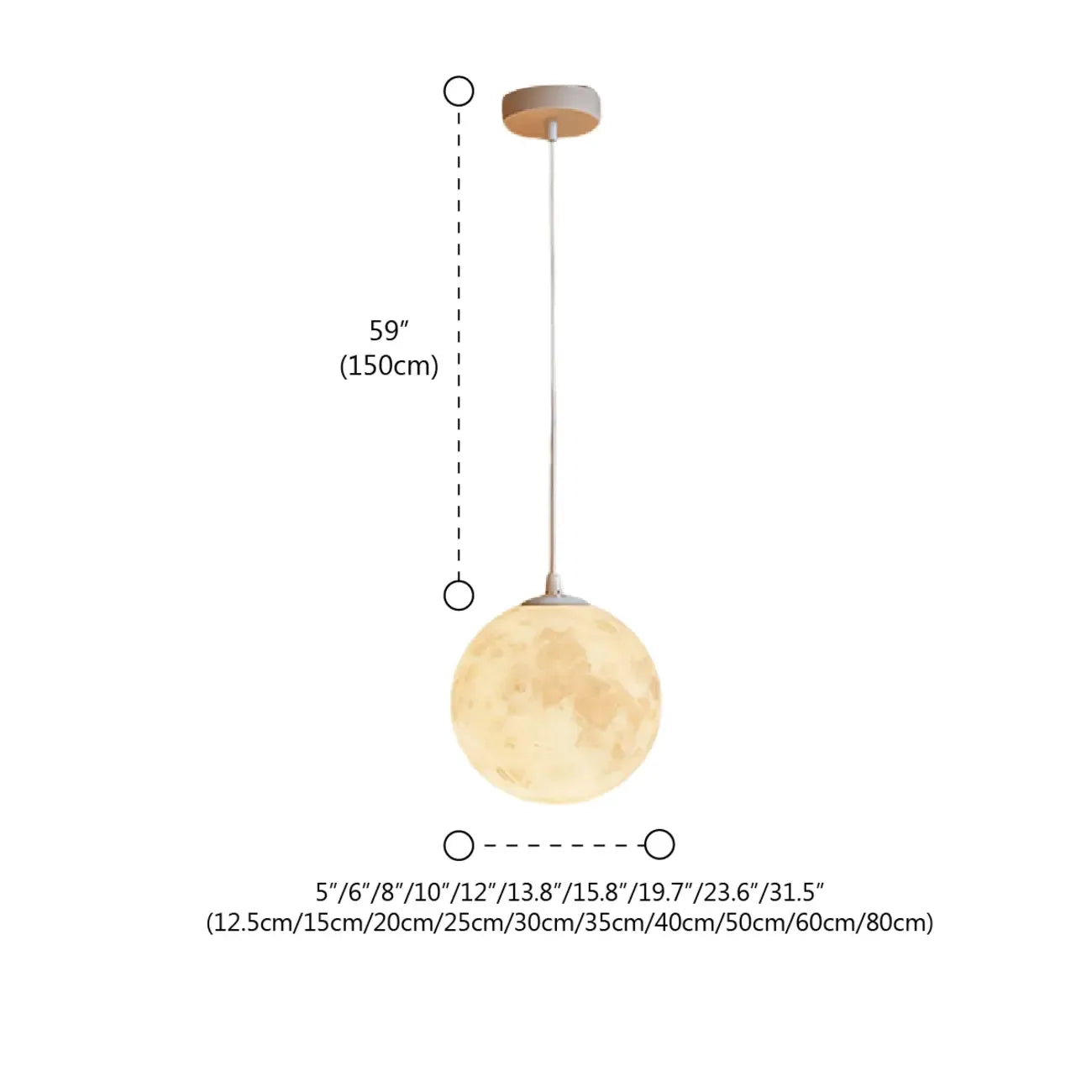 Suspension lumineuse 3D en forme de lune à intensité variable pour une décoration de chevet moderne