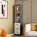 Vitrine moderne en bois texturé marbre et verre