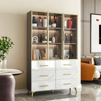 Vitrine moderne en bois texturé marbre et verre