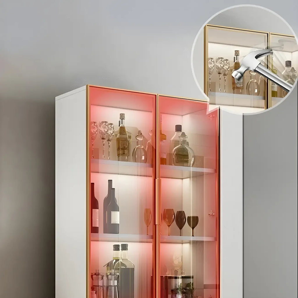 Vitrine moderne en bois texturé marbre et verre