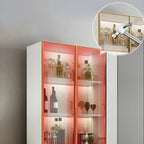 Vitrine moderne en bois texturé marbre et verre