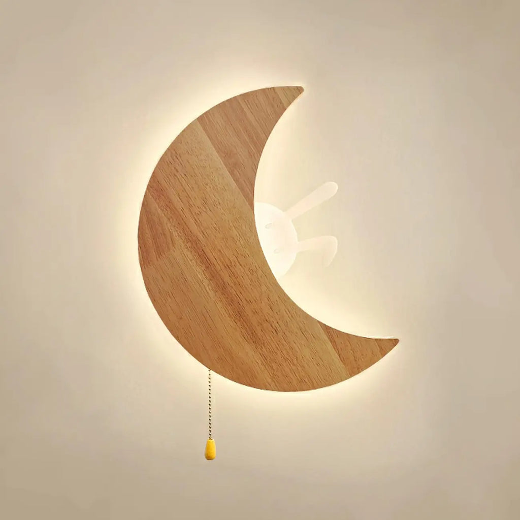Applique murale en bois en forme de lune pour chambre d'enfant