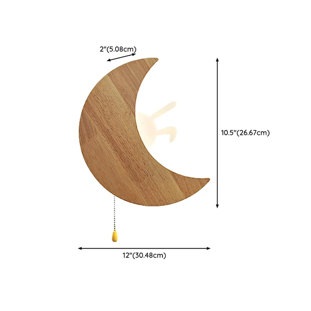 Applique murale en bois en forme de lune pour chambre d'enfant