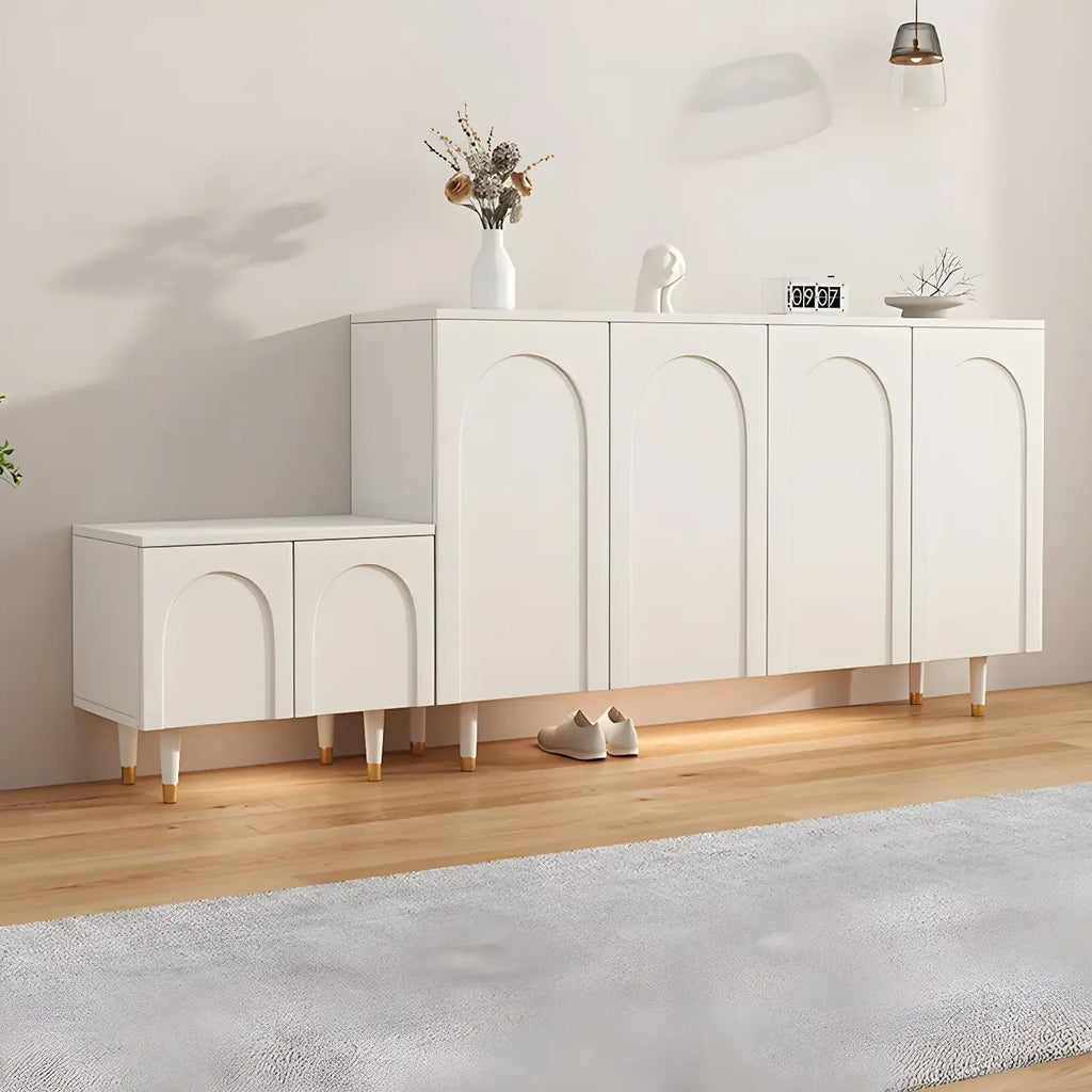 Meuble à chaussures en bois vert avec étagères réglables