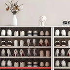 Meuble à chaussures en bois vert avec étagères réglables