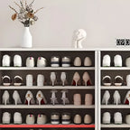 Meuble à chaussures en bois vert avec étagères réglables
