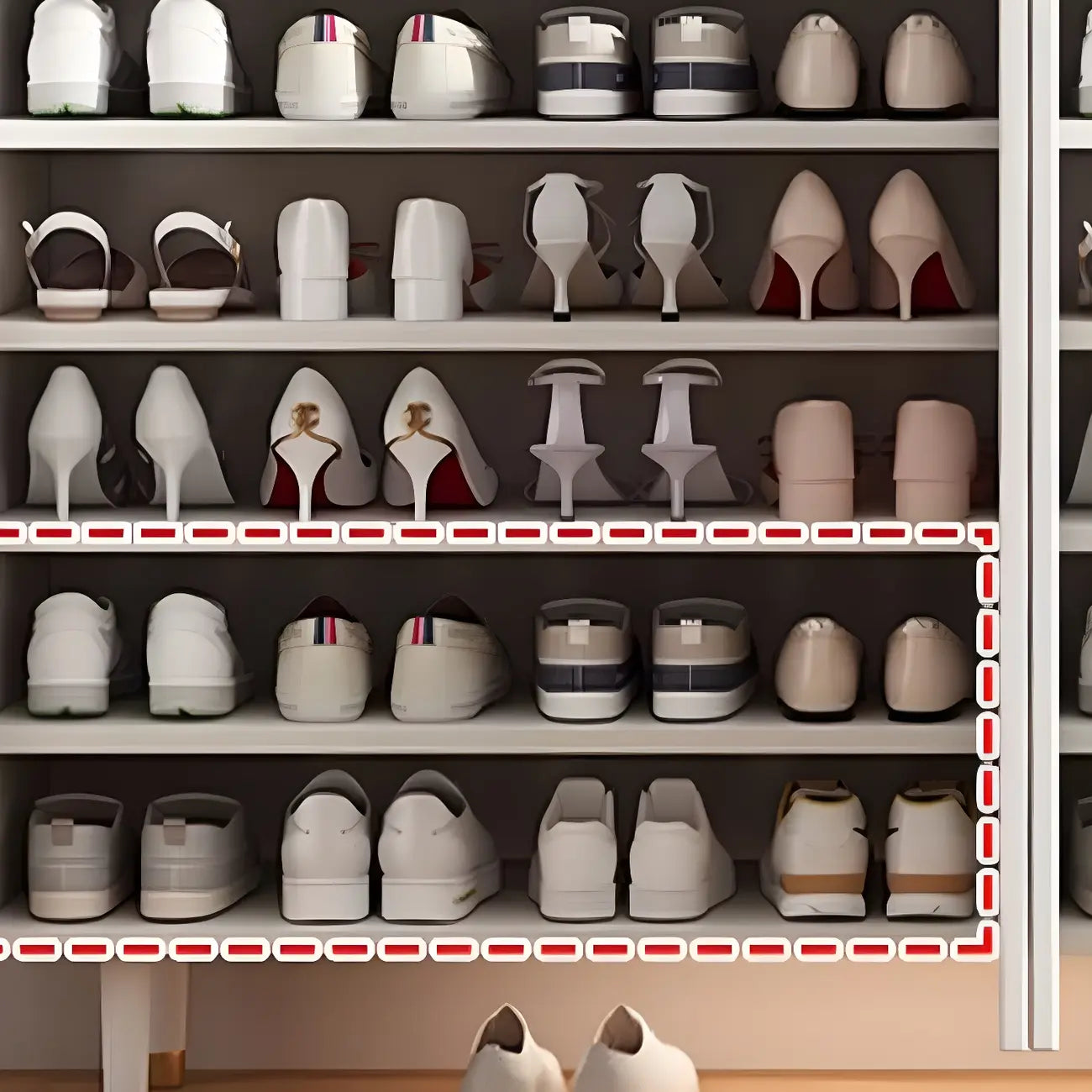Meuble à chaussures en bois vert avec étagères réglables