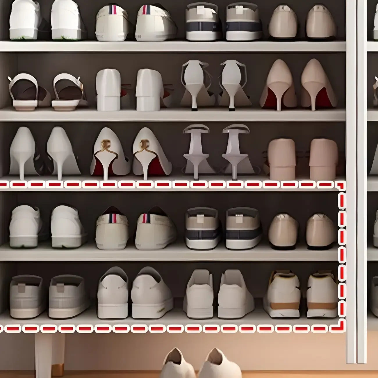 Meuble à chaussures en bois vert avec étagères réglables