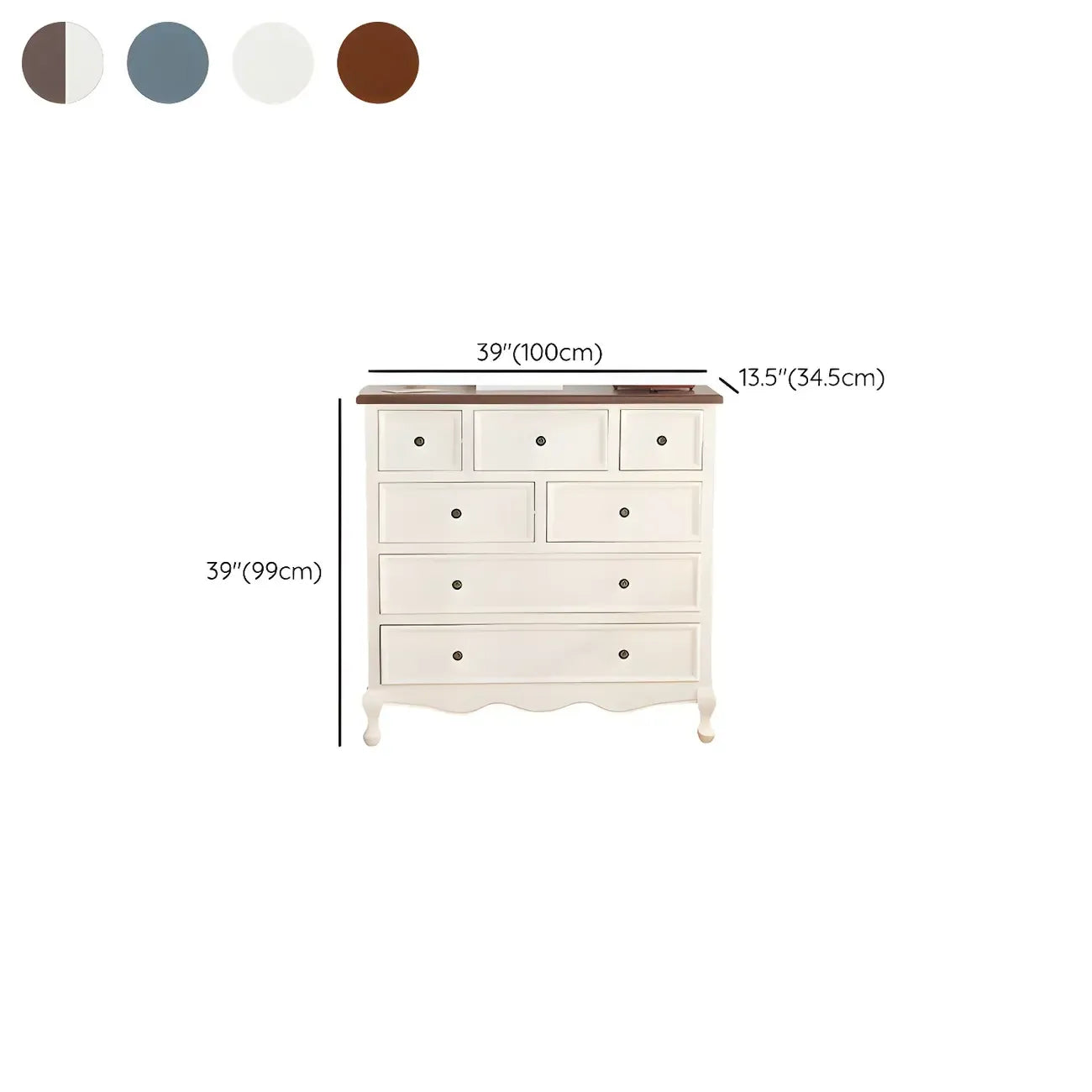 Coffres de rangement élégants et classiques en bois laqué blanc et marron