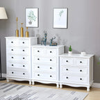 Commode classique en bois ivoire avec pieds boule et tiroirs