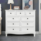 Commode classique en bois ivoire avec pieds boule et tiroirs