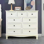 Commode classique en bois ivoire avec pieds boule et tiroirs