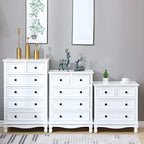 Commode classique en bois ivoire avec pieds boule et tiroirs