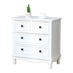 Commode classique en bois ivoire avec pieds boule et tiroirs