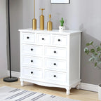 Commode classique en bois ivoire avec pieds boule et tiroirs