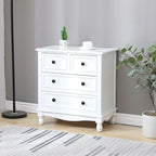 Commode classique en bois ivoire avec pieds boule et tiroirs