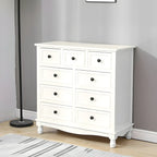 Commode classique en bois ivoire avec pieds boule et tiroirs