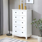 Commode classique en bois ivoire avec pieds boule et tiroirs