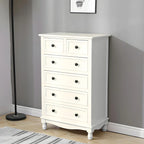 Commode classique en bois ivoire avec pieds boule et tiroirs