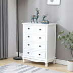 Commode classique en bois ivoire avec pieds boule et tiroirs