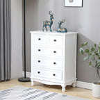 Commode classique en bois ivoire avec pieds boule et tiroirs