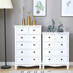 Commode classique en bois ivoire avec pieds boule et tiroirs
