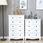 Commode classique en bois ivoire avec pieds boule et tiroirs