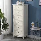 Commode classique en bois ivoire avec pieds boule et tiroirs