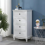 Commode classique en bois ivoire avec pieds boule et tiroirs